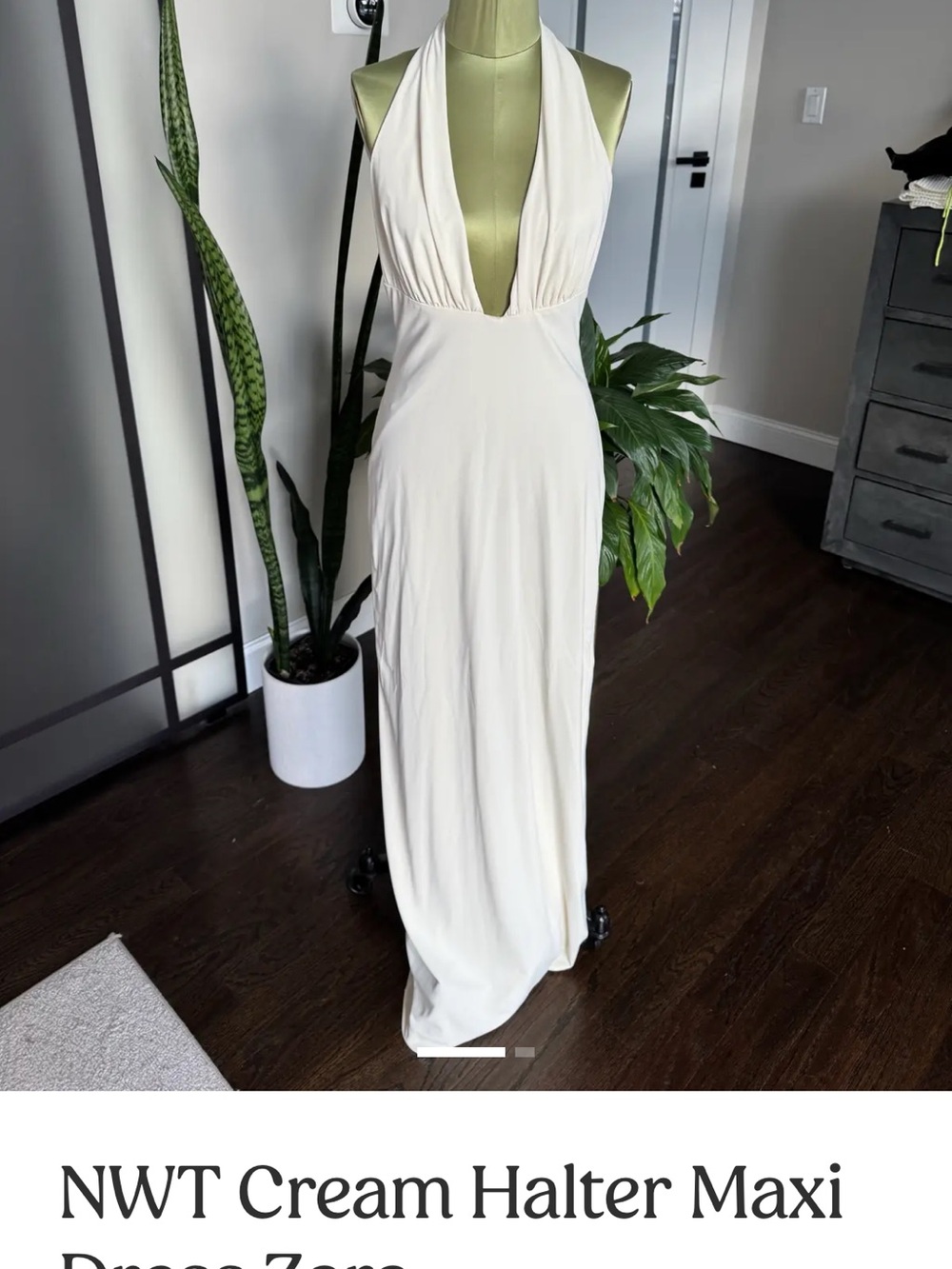 NWT Zara Cream Halter Dress